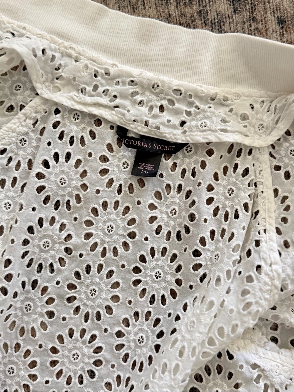 Victoria’s Secret White Eyelet Bomber Jacket Large Cottagecore Boho Floral - Picture 11 of 16